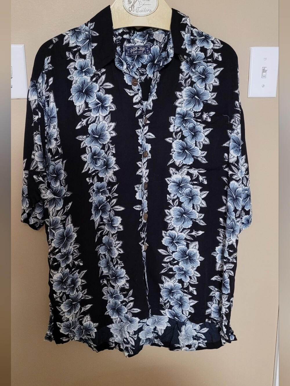 Button-Down Floral Shirt with Blue-Gray Flowers